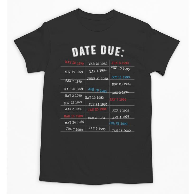 Library Due Date Stamp Card Librarian Book Reading Vintage Unisex T-Shirt