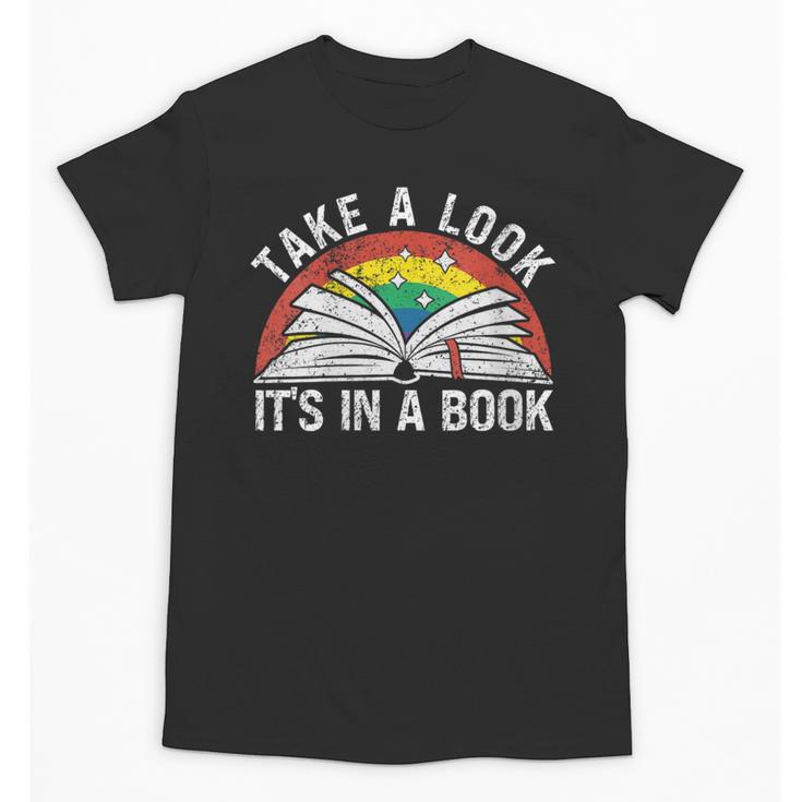 Take a Look It's In a Book Reading Vintage Retro Rainbow Unisex T-Shirt