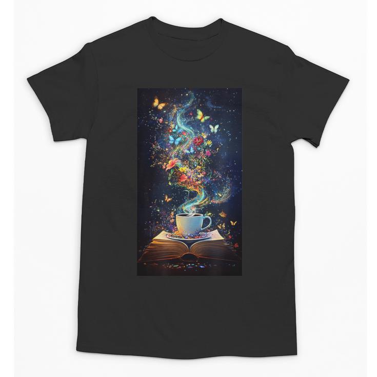 Magical Book Floral Coffee Books Nature Fantasy Unisex T-Shirt