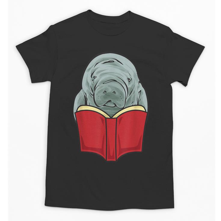 Manatee Reading Books Sea Animal Manatee Unisex T-Shirt