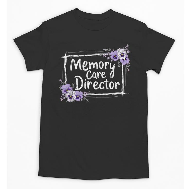 Memory Care Director Purple Floral Pansies Unisex T-Shirt