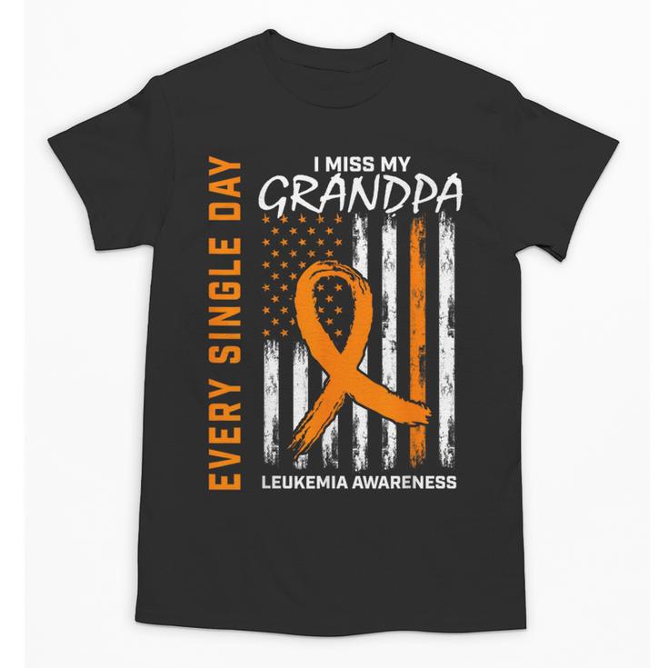 In Memory Of Grandpa Leukemia Awareness Products Flag Shirts Unisex T-Shirt