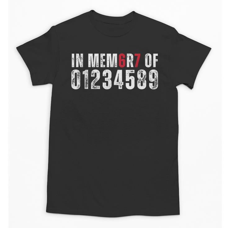 In Memory Of Numbers 0 1 2 3 4 5 8 9 Math Meme Unisex T-Shirt