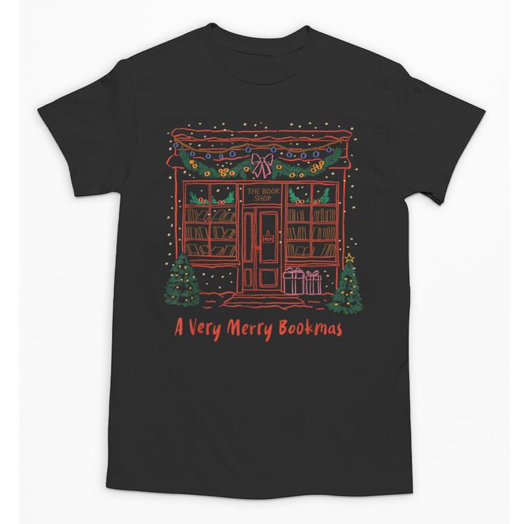 A Very Merry Bookmas Cozy Christmas Bookstore Holiday Cute Unisex T-Shirt