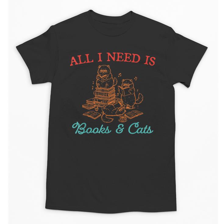 All I Need Is Books & Cats Cozy Unisex T-Shirt