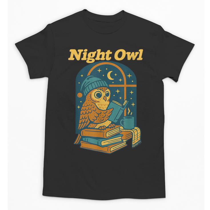Night Owl Cozy Reading Tea Coffee Lover Bookworm Cute Unisex T-Shirt