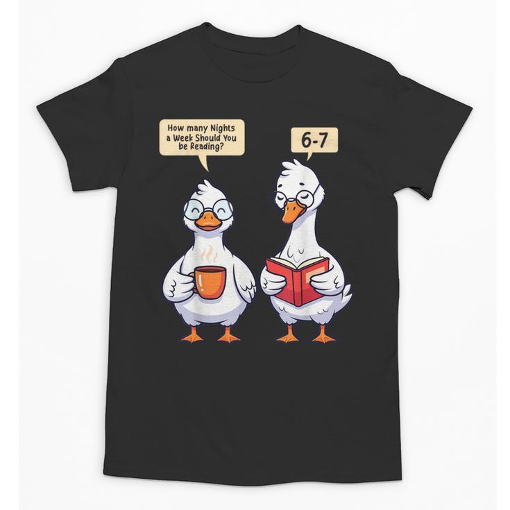 How Many Nights Reading Goose Book Lover Reader Unisex T-Shirt
