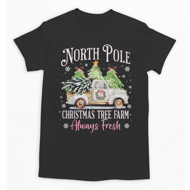 North Pole Tree Farm Merry Christmas Holiday Scene Nostalgia Unisex T-Shirt