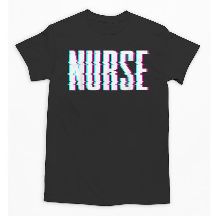 Nurse Glitch Aesthetic Graduation Nurse Glitch Graphic Art Unisex T-Shirt