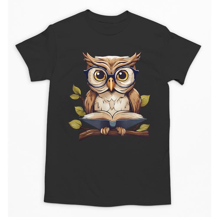 Owl Reading A Book Perched On A Branch Bookworm Unisex T-Shirt