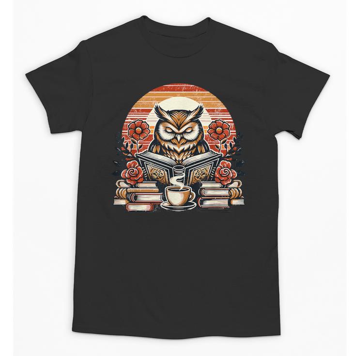 Owl Reading Books Book Library Bookworm Unisex T-Shirt