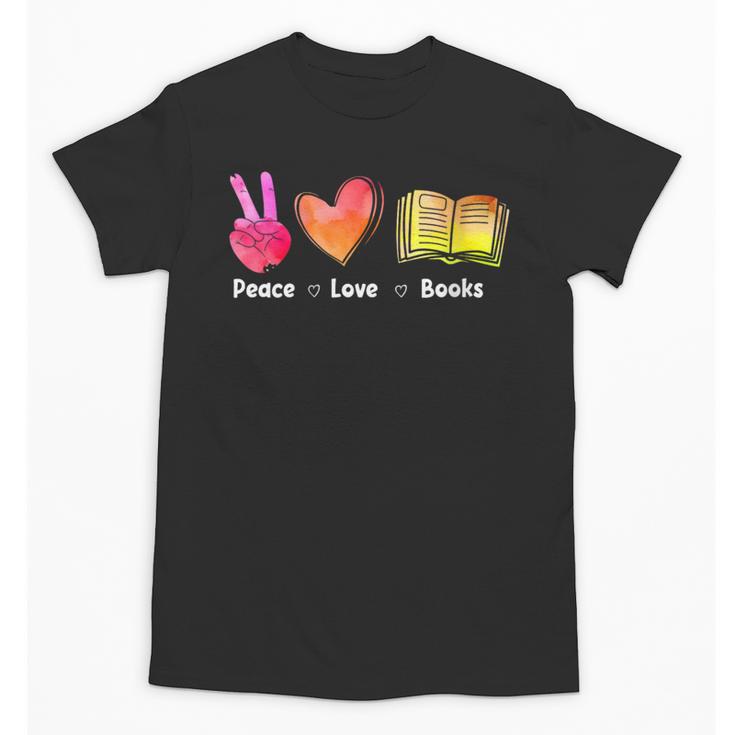 Peace Love Books Reader Librarian Library Book Unisex T-Shirt