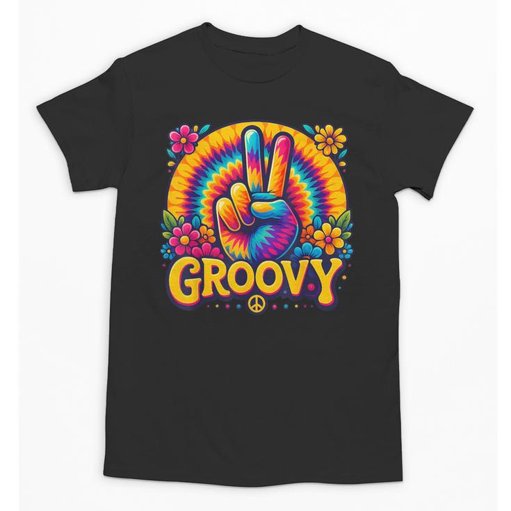 Peace Sign Groovy Vibes Costume Nostalgia Tie Dye Fashion Unisex T-Shirt