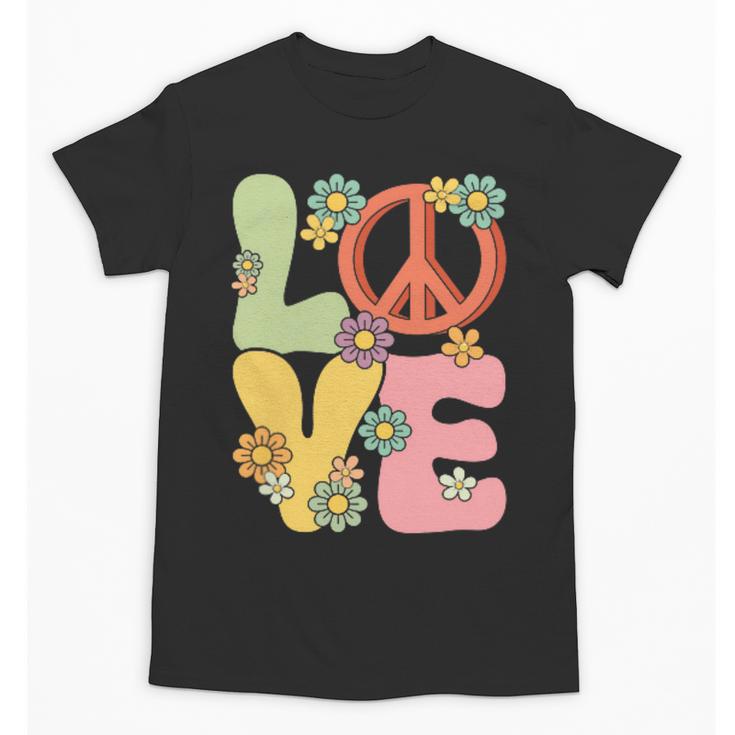 Peace Sign Love Groovy Vibes Costume Nostalgia 1980s Fashion Unisex T-Shirt