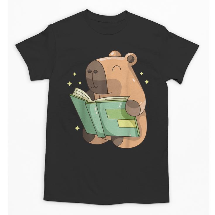 Pet Capybara Is Reading Library Capy Word Book Day Teacher Men Women Kids Unisex T-Shirt