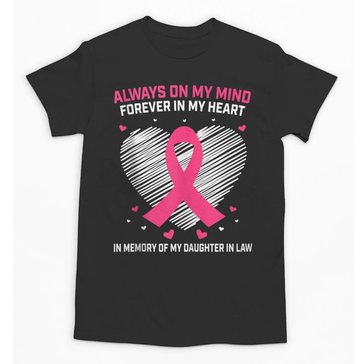 Pink In Memory Of Daughter In Law Breast Cancer Heart Print Unisex T-Shirt