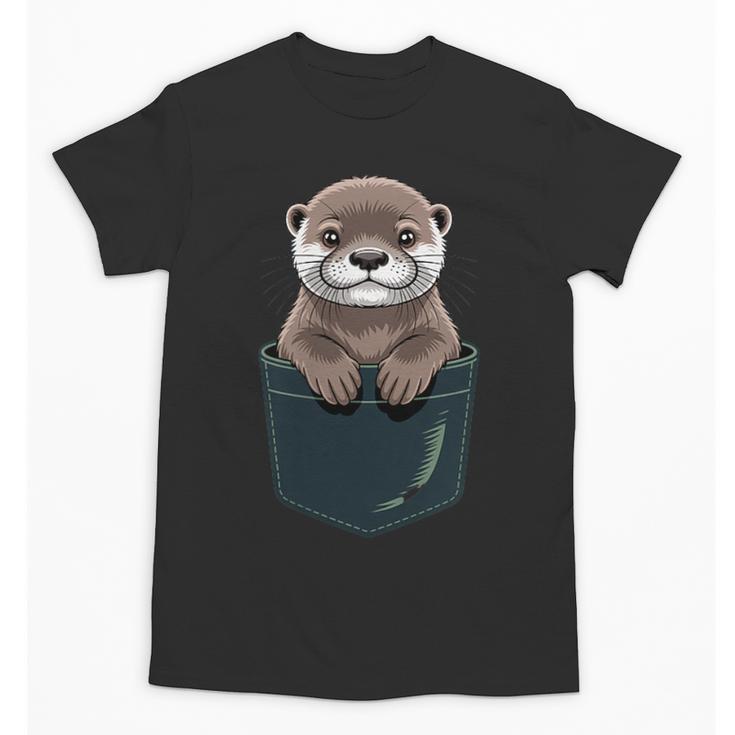 Pocket Otter Lover Introvert Cute Animal Fun Surprise Unisex T-Shirt