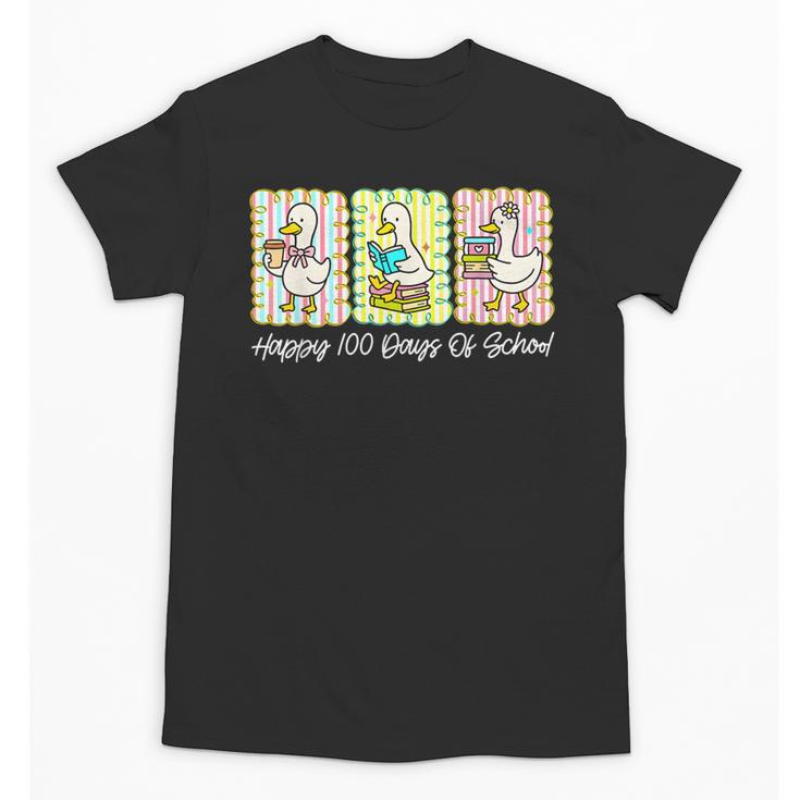 Preppy 100 Days Of School Goose Coffee Books Teacher Life Unisex T-Shirt