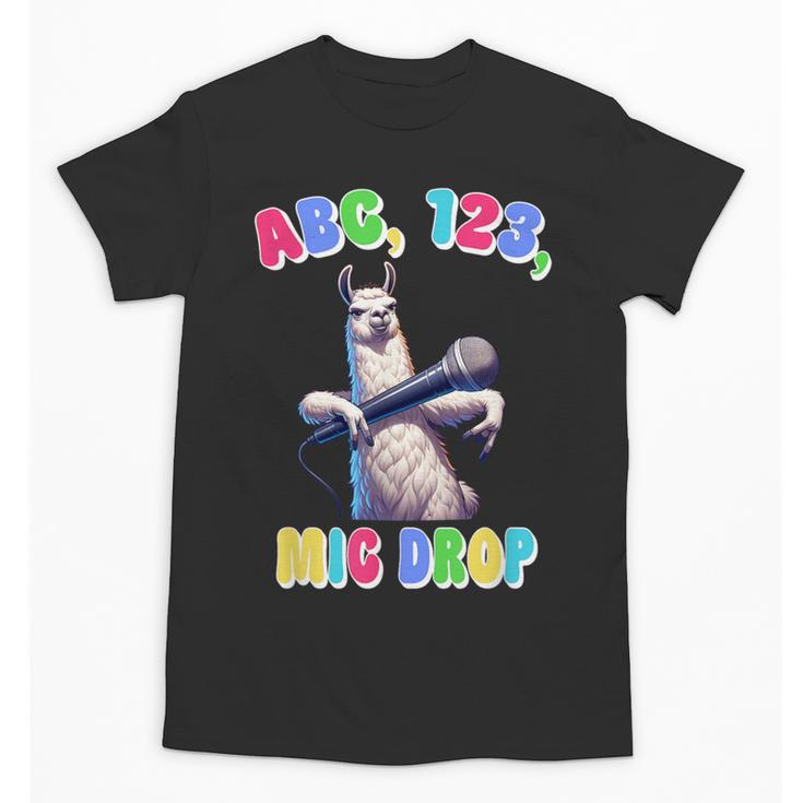 Preschool Graduate Shirt ABC 123 Mic Drop Llama Graduation Unisex T-Shirt