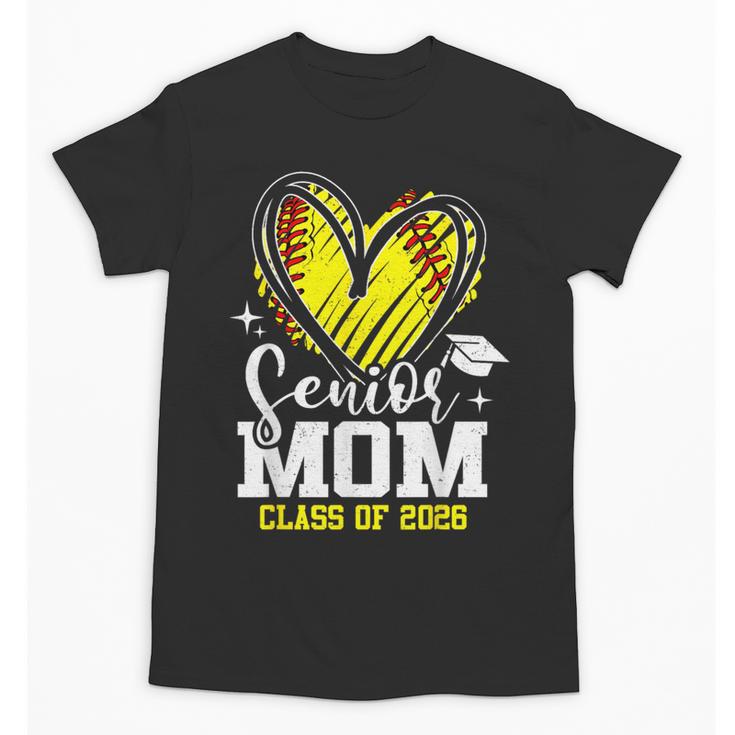 Proud Senior Mom Class Of 2026 Softball Graduation Heart Unisex T-Shirt