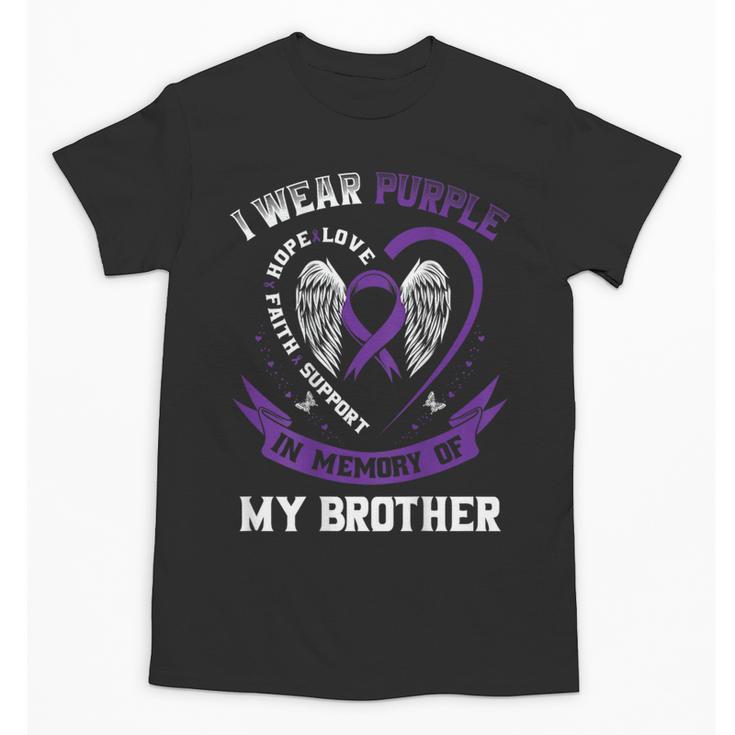Purple In Memory Of Brother Alzheimers Awareness Back Print Unisex T-Shirt