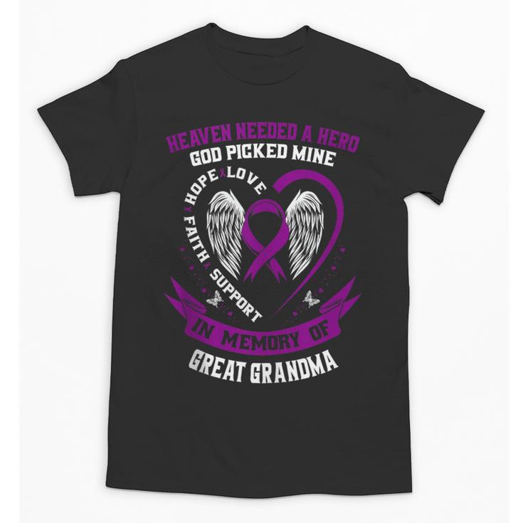 Purple In Memory Great Grandma Pancreatic Cancer Awareness Unisex T-Shirt