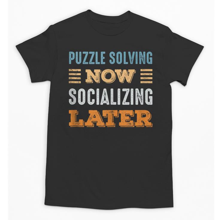 Puzzle Solving Now Minimal Socializing Introvert Vintage Unisex T-Shirt