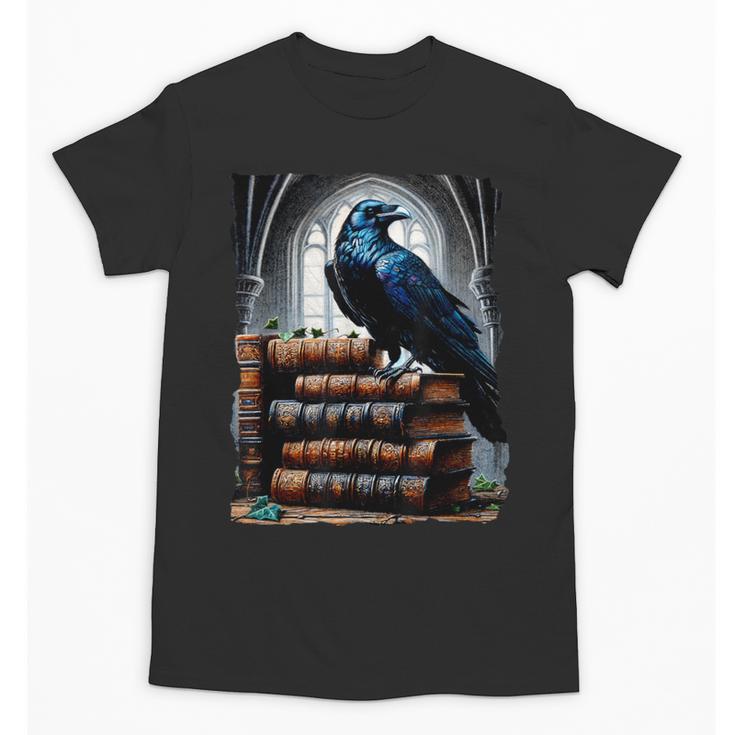 Raven On A Stack Of Books Wisdom Of Odin Unisex T-Shirt