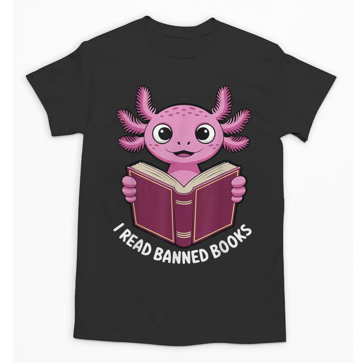 I Read Banned Books Axolotl Reading Unisex T-Shirt