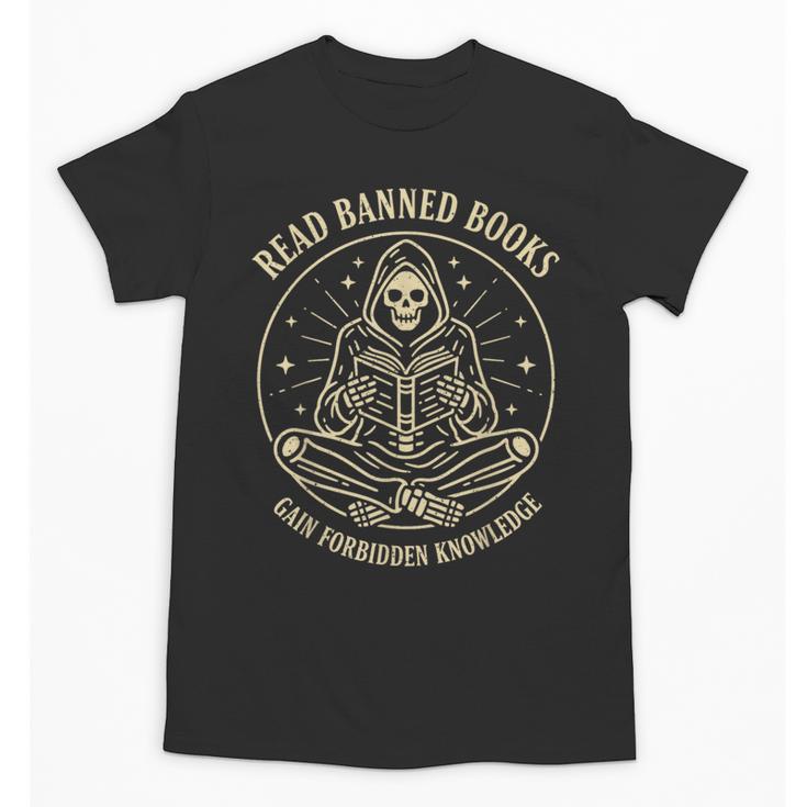 Read Banned Books Gain Forbidden Knowledge Skeleton Unisex T-Shirt