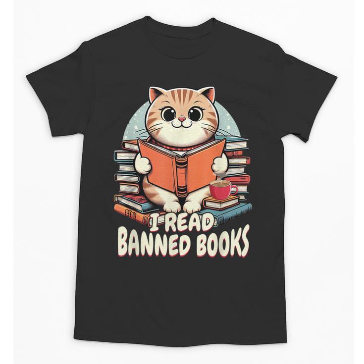 I Read Banned Books Shirt Cat Lover Bookworm Reader Men Women Kids Unisex T-Shirt