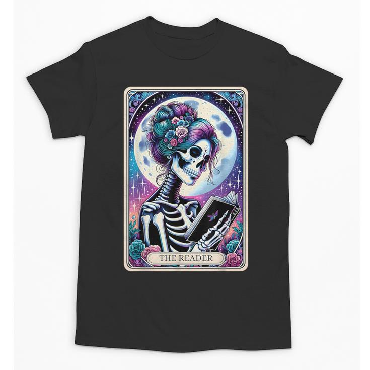 The Reader Tarot Card Reading Skeleton Skull Book Lover Unisex T-Shirt