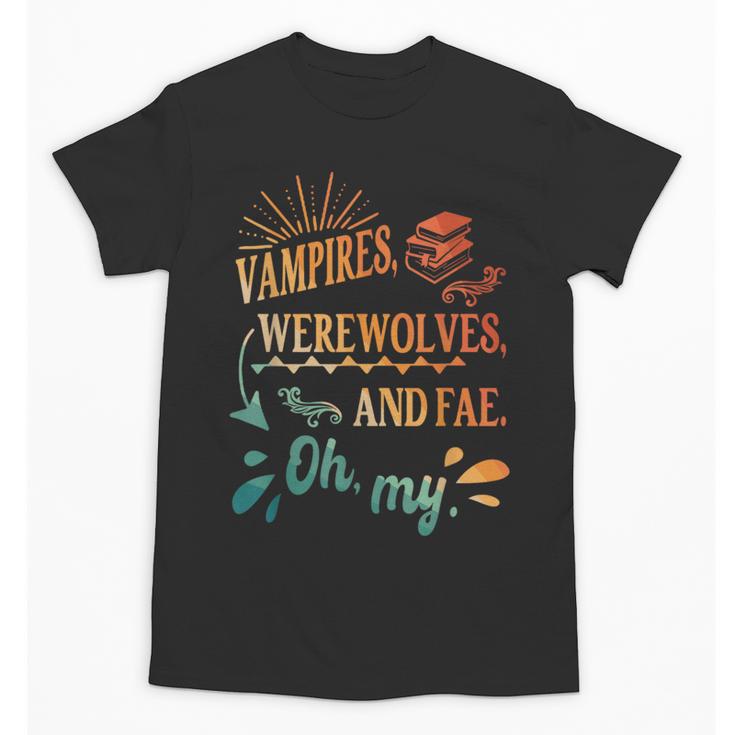 Readers Books Lovers BFF Books Club Paranormal Romance Reading Book Vampires Werewolves & Fae -Adults Short Sleeve Unisex T-Shirt