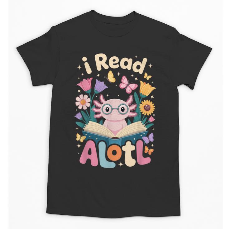 Reading Axolotl Book Lover Wildflowers Unisex T-Shirt