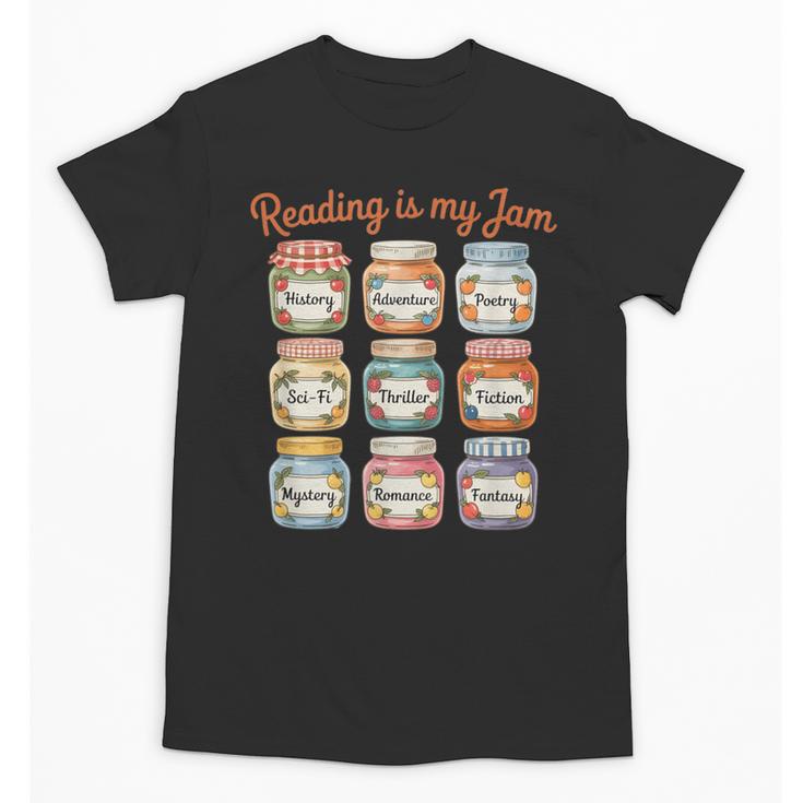 Reading Is My Jam Cute Jelly Jars Book Genres Unisex T-Shirt