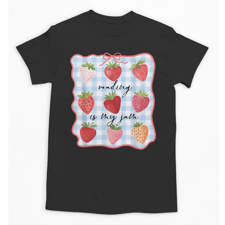 Reading Is My Jam Preppy Stawberry Bookworm Book Lover Nerd Unisex T-Shirt