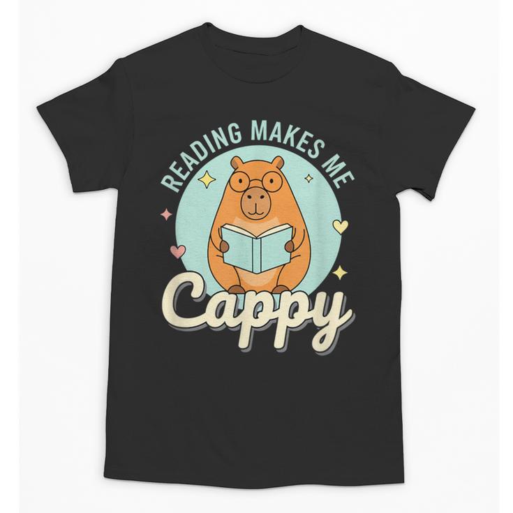 Reading Makes Me Cappy Bookworm Capybara Book Reading Unisex T-Shirt
