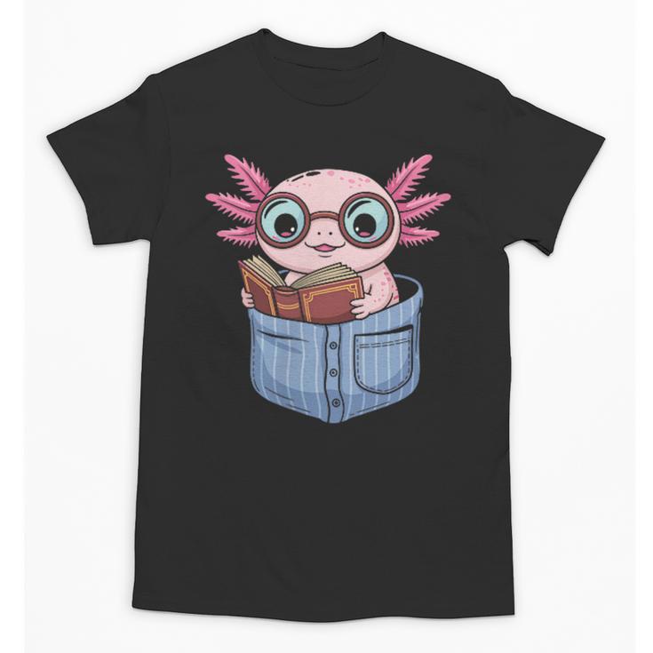 Readsalotl Axolotl Reading Book Lover Reading Pocket Axolotl Unisex T-Shirt
