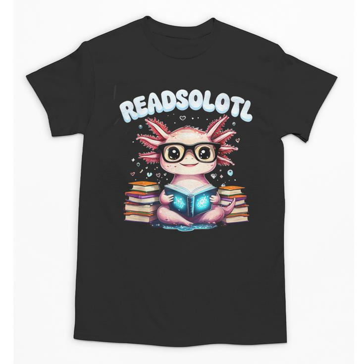 Readsolotl Pink Kawaii Axolotl Read Book Lover Reading Unisex T-Shirt