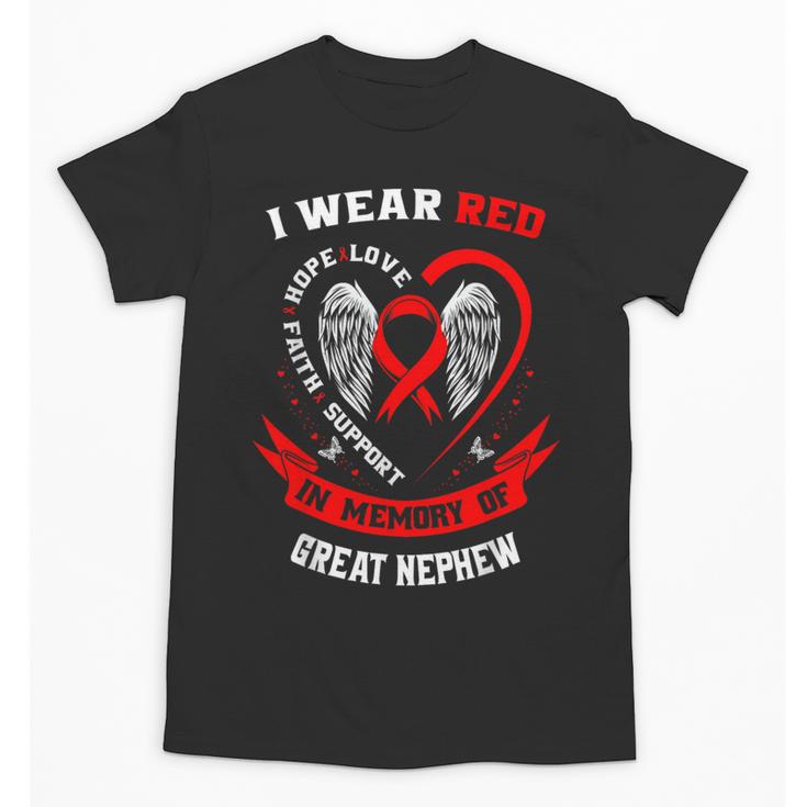 Red In Memory Of Great Nephew Heart Disease Awareness Month Unisex T-Shirt