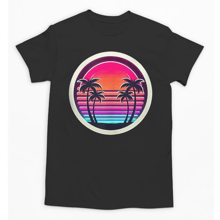 Retro 80s Synthwave Sunset & Palm Trees Retro Nostalgia 80s Unisex T-Shirt