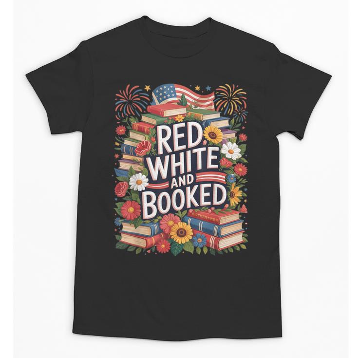 Retro Floral Red & Booked Library Reading 4th Of July Unisex T-Shirt