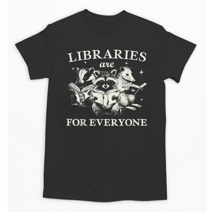 Retro Libraries Are For Everyone Racoon Reading Book Lover Unisex T-Shirt