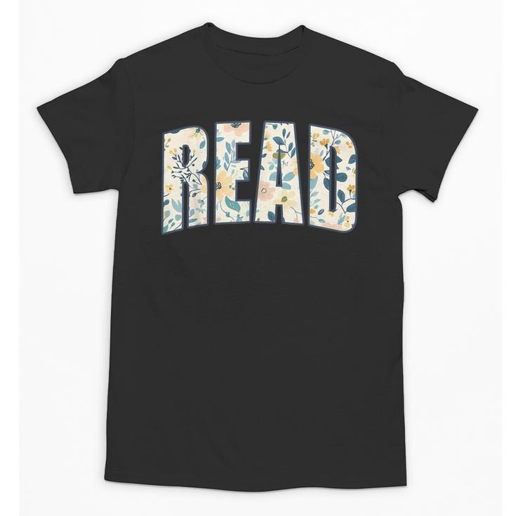 Retro Read Floral Reading Bookworm Librarian Book Lover Unisex T-Shirt