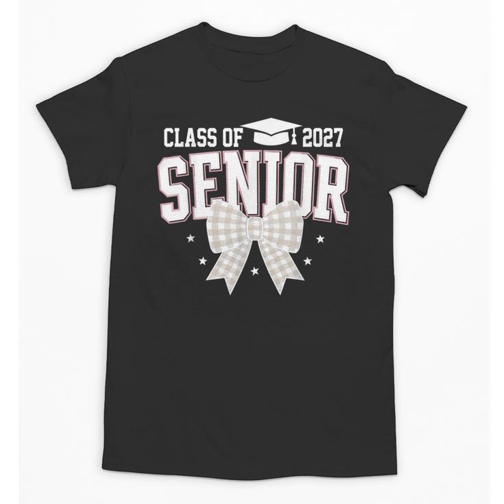 Retro Senior 2027 Girl Coquette Bow Class Of 2027 Graduation Unisex T-Shirt