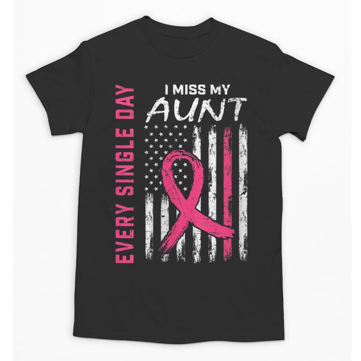 RIP Memorial In Memory Of Aunt Breast Cancer Awareness Flag Unisex T-Shirt