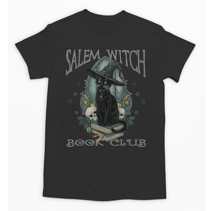 Salem Witch Book Club Cat Reading Witchy Halloween Men Unisex T-Shirt