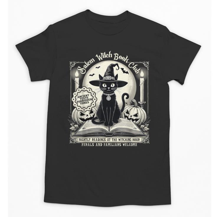 Salem Witch Book Club Vintage Halloween Cat Book Lover Unisex T-Shirt