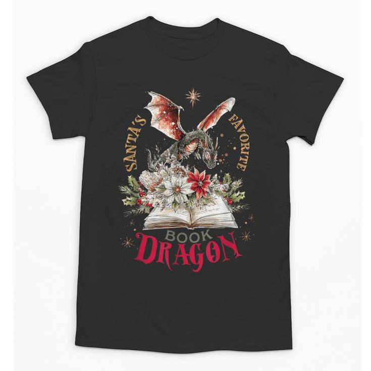 Santa's Favorite Book Dragon Christmas Magic Unisex T-Shirt