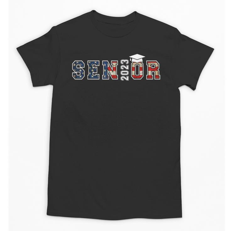 Senior 2023 American Flag USA Graduation Class Of 2023 Women Kids Men Unisex T-Shirt